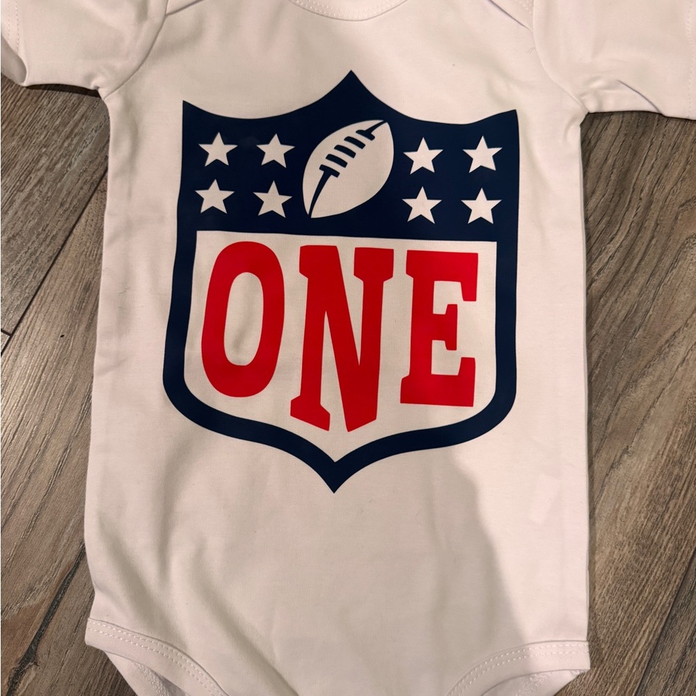 Red and Blue Football Shield Kids One Piece